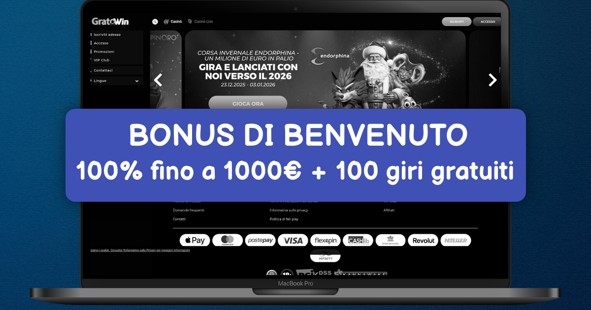 GratoWin Casino welcome bonus